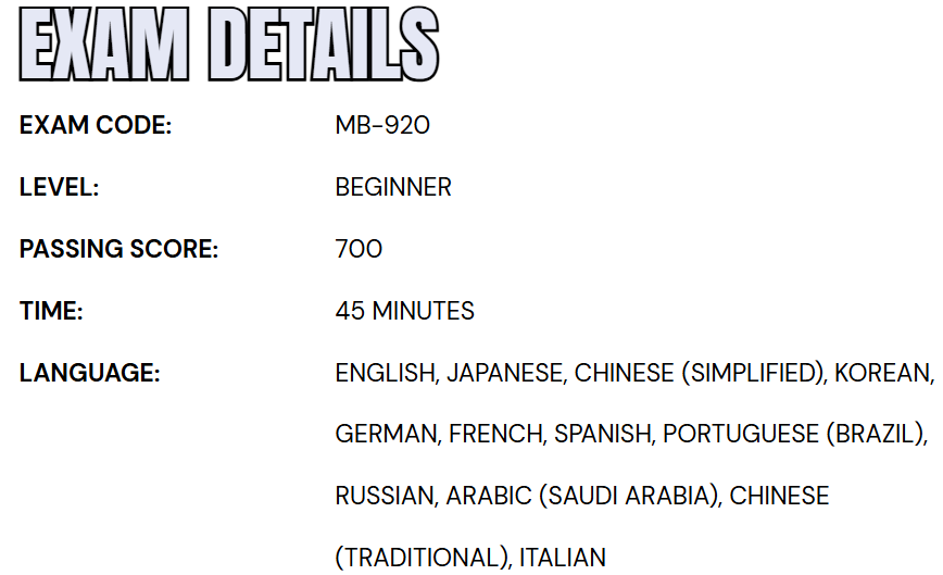 Exam MB-920