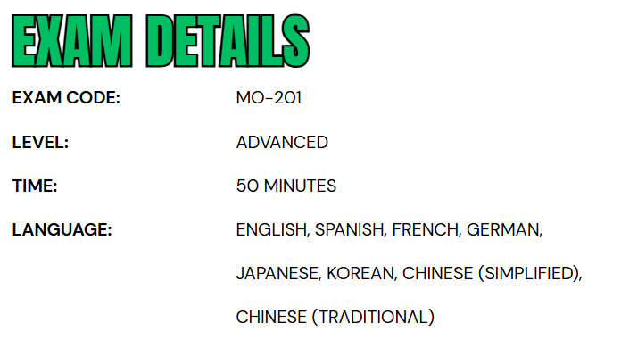 Exam MO-201: Microsoft Excel Expert (Office 2019)
