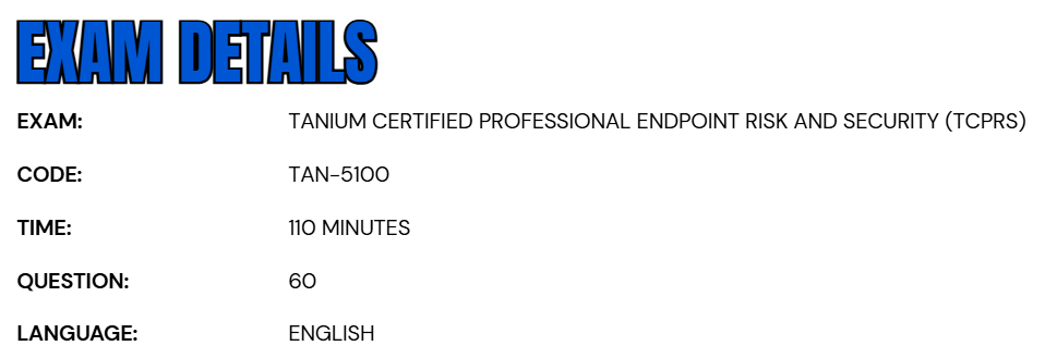 Tanium Certified Professional Endpoint Risk and Security (TCPRS)